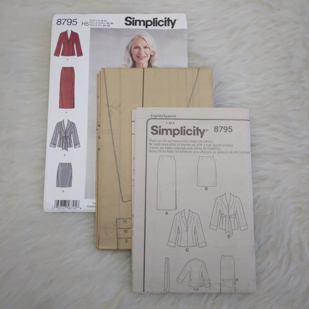 SIMPLICITY 8795 Sz 6-14 Misses Jackert In 2 Variations And Skirt In 2 Lengths
